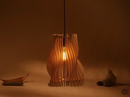 Handcrafted Wood Ceiling Light Nordic Minimalist Chandelier Modern Pendant Lamp - £176.76 GBP