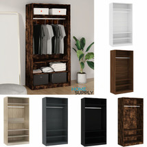 Modern Wooden Open Bedroom Wardrobe With Hanging Clothes Rail &amp; Storage Shelves - £127.47 GBP+