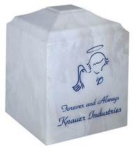 Small/Keepsake 45 Cubic Inch White Angel Cultured Marble Cremation Urn for Ashes - £150.97 GBP