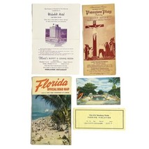 Vtg 1950&#39;s Lake Wales Florida Official Road Map Postcard Passion Play Brochure - £9.84 GBP