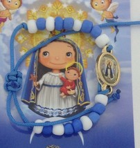 Caridad Del Cobre Pulsera blue &amp; white Bracelet Newborn Niños Lady Chari... - $9.78