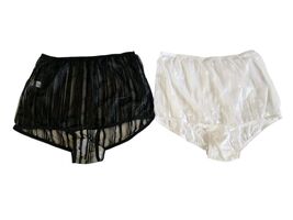 2x Vintage Nylon Second Skin  Sheer Stripe Mushroom Gasset Panties Size 10 - $68.31