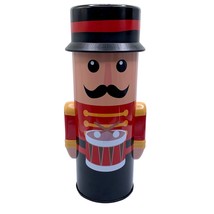 Nutcracker Soldier Drummer Christmas Tin Decor Gifts Candy Peanuts Holiday Goodi - £11.87 GBP