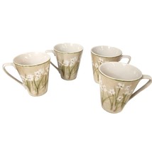 Set Of 4 Cheri Blum For 222 Fifth Narcissus Coffee Mugs Floral Design 12 Oz Beig - £21.70 GBP