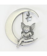 Vintage Signed JJ Silver Tone Angel Sitting on Half Moon Star Celestial ... - €15,24 EUR