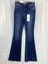 Mica Dark Denim Side Slits High Rise Flared Jeans Blue Size 25 NWT - £41.09 GBP