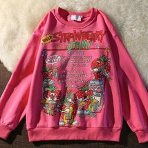 Kawaii Rose Red  Letter Print Sweatshirt Vintage Streetwear Fashion Tops 2021 Ne - £56.07 GBP