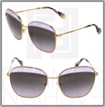 Miu Miu Noir 53Q Square Gold Lilac Grey Sunglasses MU53QS Metal Authentic - £134.73 GBP