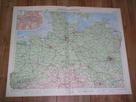 1955 Vintage Map Of Northern Germany / Scale 1:1,000,000 / Berlin Insert Map - £26.23 GBP