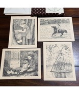 Country Kids Note Card Set of 8 with Envelopes Pencil Drawings Country C... - $14.43