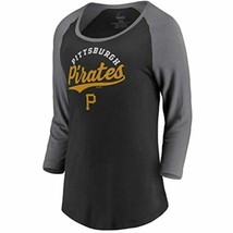 Majestic Women&#39;s Pittsburgh Pirates 3/4 Sleeve This Decides It Tee Black Small - £12.56 GBP