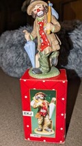 Porcelain Clown Figurine EKJ Flambro Artist Emmette Kelly 4.5 with Umbre... - $17.81