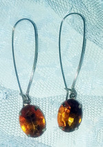 Orange/Gold Color Dangle Earrings  Pierced  Hook Type 2 1/2&quot; Total Dangle 11/16 - £8.28 GBP