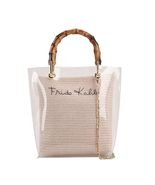 Straw Bag Handbag with PVC Bag Bamboo Handle Tote Bag for Women Crossbod... - £24.31 GBP