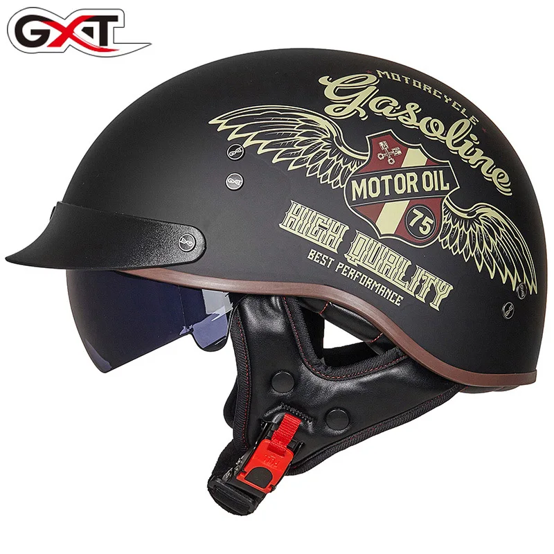 Gxt Men&#39;s Motorcycle Helmet Half Face Abs Motorbike Retro Helmet Femal Woman&#39;s E - £328.27 GBP
