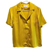 Claudie Pierlot Button Front Blouse Yellow Satin Relaxed Shirt Cropped - £25.28 GBP