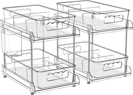 2 Tier Clear Organizer with Dividers, Pantry Organization Multi Purpose - $33.94