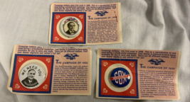 3 Reproduction Election Buttons From 1900, 1920, &amp; 1932 Roosevelt Cox McKinley - £7.52 GBP