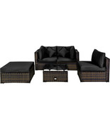 5 Pcs Outdoor Patio Rattan Furniture Set Sectional Conversation with Cus... - $11,472.50 MXN