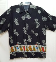 Aloha Hawaiian Shirt Size Large Pineapples Tropical Drinks Happy Hour Studio 35 - £22.94 GBP