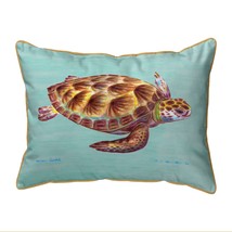 Betsy Drake Green Sea Turtle Extra Large 20 X 24 Indoor Outdoor Teal Pillow - £55.85 GBP