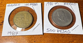 World Coins - Mexico 100 &amp; 500 Pesos 1987 1988 - £3.92 GBP