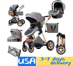 New Baby Stroller 3 in 1 High Landscape Stroller Reclining Baby Carriage Foldabl - £293.99 GBP+