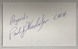 Paul J. Wiedorfer (d. 2011) Signed Autographed 3x5 Index Card - Medal of... - £19.67 GBP