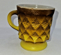 Anchor Hocking Fire King  Kimberly Diamond Brown/Yellow  Coffee Mug vintage - $9.74