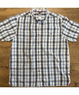 The North Face Mens Large Button Up Blue White Plaid SS Outdoor Casual READ - $236.47 MXN