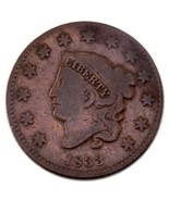 1833 Grand Cents Très Bon VG État, Marron Couleur, Épais + Transparent L... - $78.87 CAD