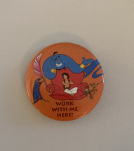 Aladdin Genie Work With Me Here Button Disney Pin - £15.69 GBP