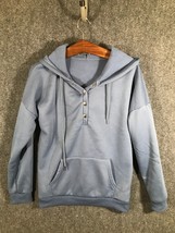 Hoodie/Sweatshirt Womens Medium Blue Unbranded 1/4 Button Tie Hoodie - £9.54 GBP