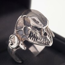 Men&#39;s Alien Head Sterling Silver Biker Ring Size 13.50 - £70.43 GBP