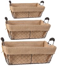 A&amp;B Home 33465 Joyce Baskets with Canvas Cloth, Rectangle, Set of 3 - £43.52 GBP