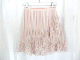 LC Lauren Conrad skirt short mini layered Small pink white stripe ruffle lined - £10.74 GBP