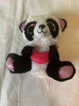 TY Beanie Boos Small 6" Cutie Pie Black White Panda Bear w Pink Heart Plush Tags - $12.00