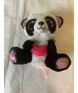 TY Beanie Boos Small 6&quot; Cutie Pie Black White Panda Bear w Pink Heart Pl... - £9.38 GBP