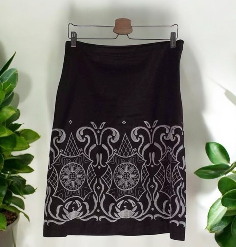 LOFT brown embroidered border print skirt Women’s Size 10 - $21.40