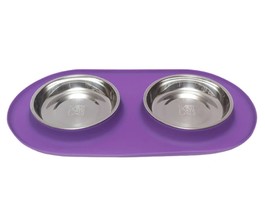 Messy Mutts Cat Double Feeder Silicone Purple - £28.44 GBP