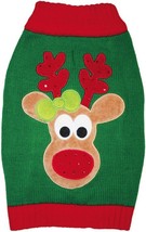 Fashion Pet Green Reindeer Dog Sweater Large - £43.18 GBP