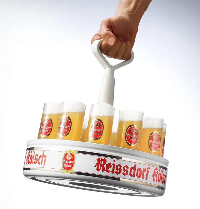 12 Reissdorf Fruh Gaffel Kolsch Cologne German Beer Glasses & Kranz Serving Tray - €148,63 EUR