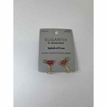 Sugarfix by Baublebar Splash of Cran Stud Earrings Gold Tone Pink Cosmo Martini - £7.83 GBP
