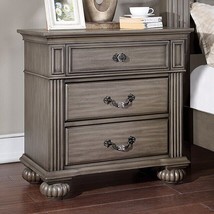 1pc Nightstand Only Traditional Gray Solid wood 3-Drawers - Gray - £345.00 GBP