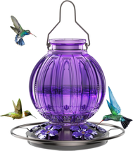 Glass Hummingbird Feeder for Outdoors Hanging, Bird Nectar Feeder with Perch &amp; 5 - £28.39 GBP