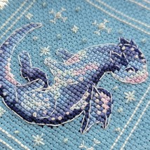 Dragon Cross Stitch Biscornu pdf pattern - Blue Dragon Embroidery Blackw... - $5.99