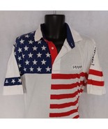 Antiqua Polo Shirt XL Caesar&#39;s Tahoo Single Stitch Red White Blue Patrio... - $21.95