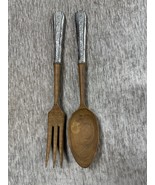 Vintage Sterling Silver &amp; Wood Salad Servers Utensils Made In France MCM... - $647.56 MXN