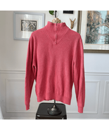Brooks Brothers Salmon Pink Sunwashed Red 1/4 Zip Cotton Sweater XL - $36.00