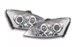 FK Pair LED DRL Black headlights Ford Focus 1 MK1 C170 00-04 chrome LHD ST RS - £222.89 GBP